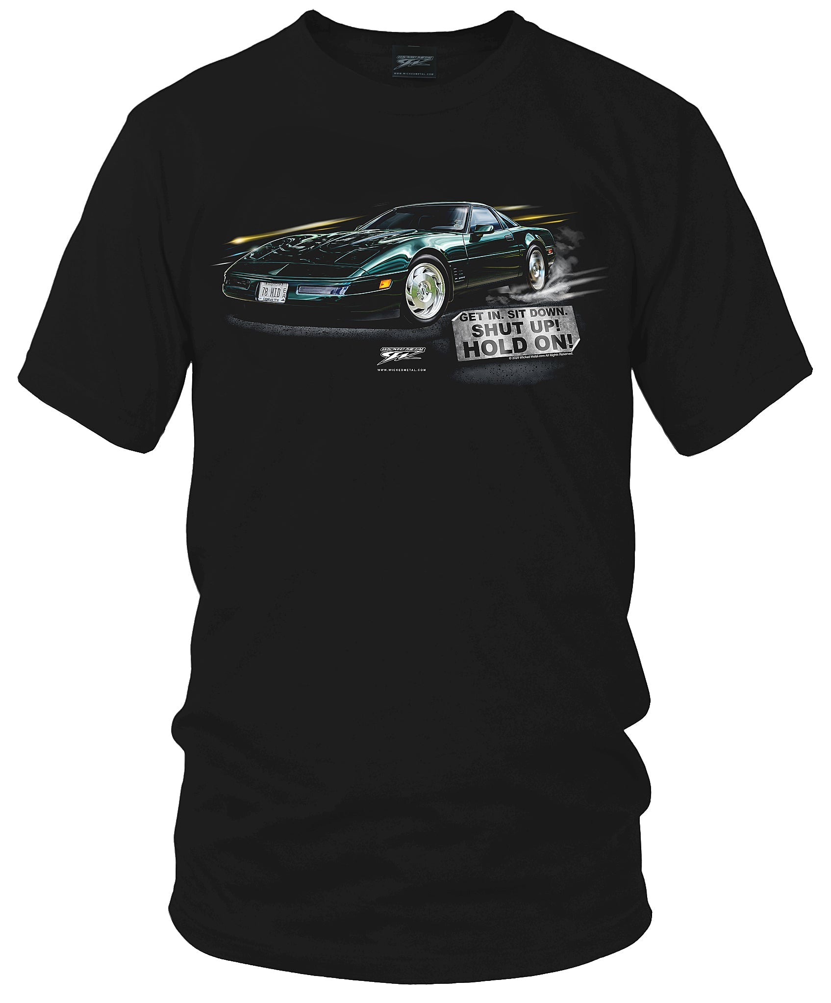 C4 Corvette Customer Car - T-Shirt With My Car On It - Hold On - Wicked Metal