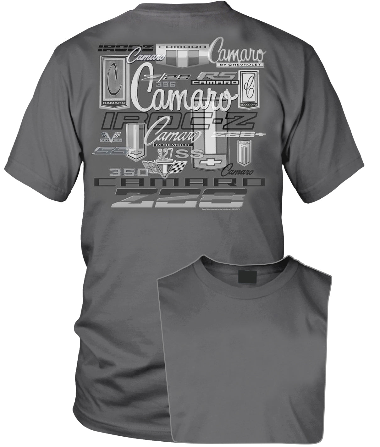 Camaro logo Mashup - Multiple Year Chevy Camaro logo t shirt - Wicked Metal