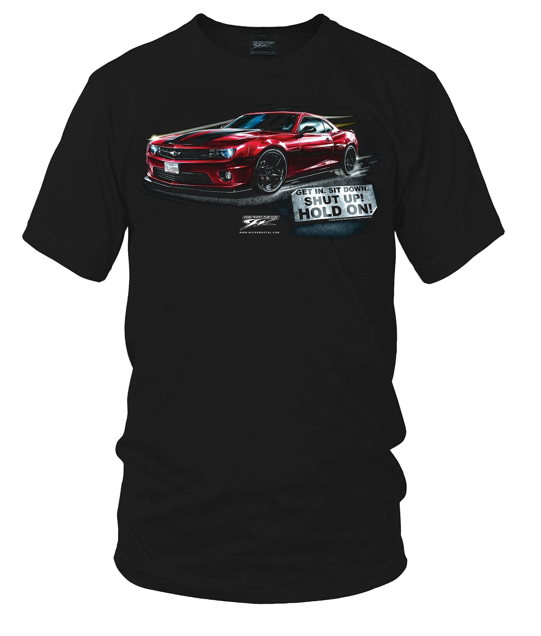 Camaro Maroon Customer Car - T-Shirt With My Car On It - Hold On - Wicked Metal