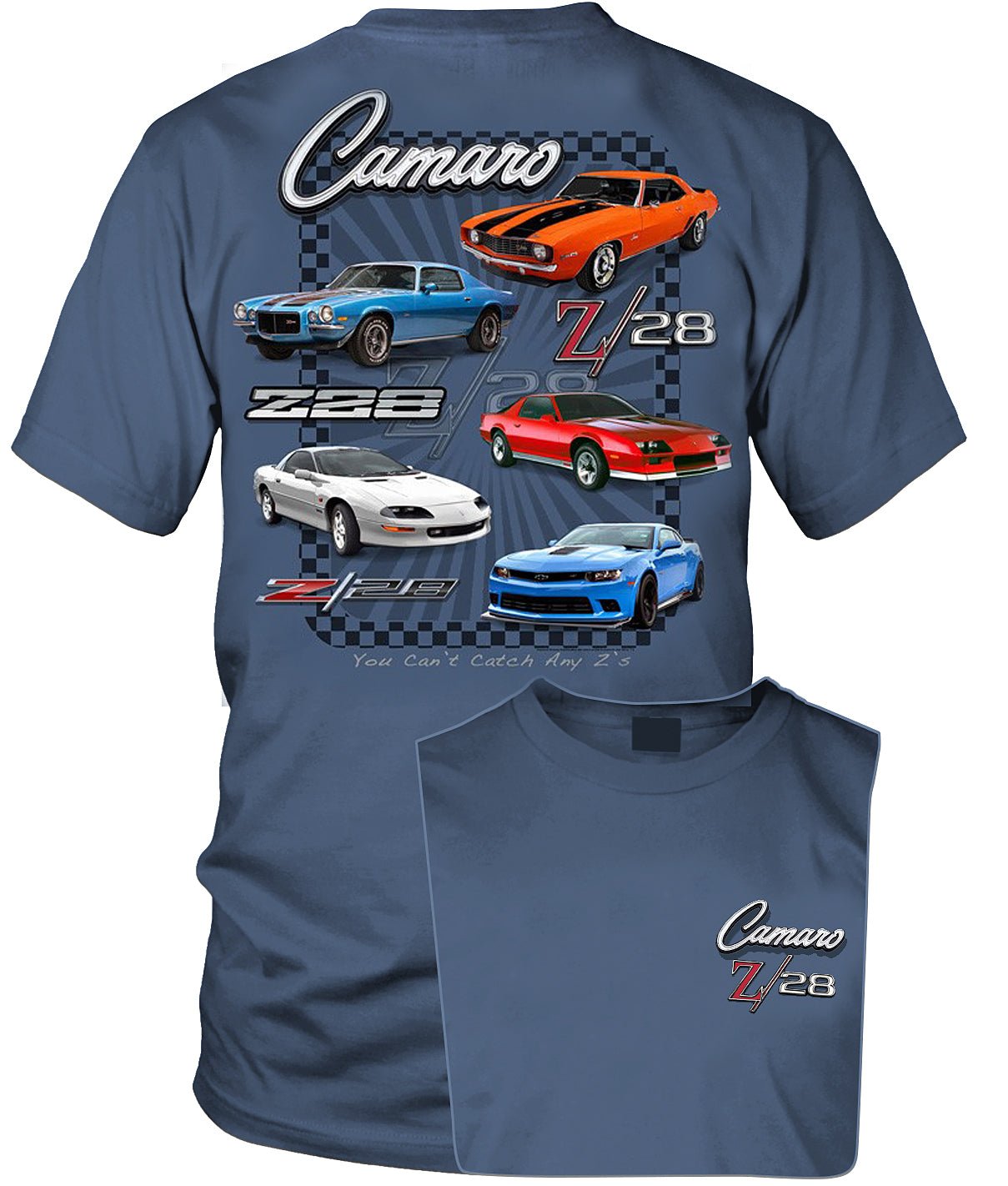 Camaro Multiple Z28 Generations - Multiple Year Chevy Camaro logo t shirt - Wicked Metal