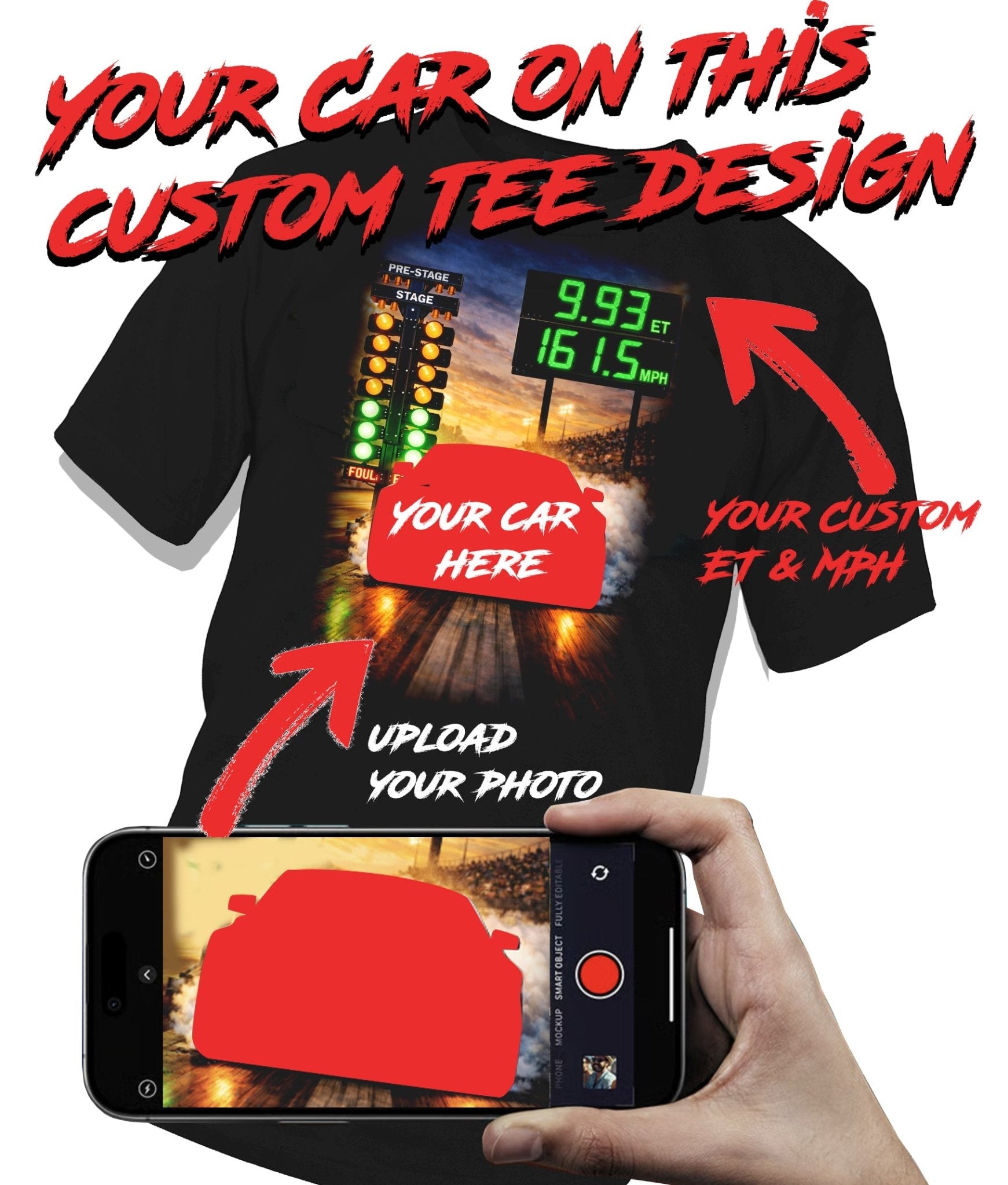 Drag Racing - T-Shirt With My Car On It - Custom Hand - Drawn Car Illustration Tee - Wicked Metal