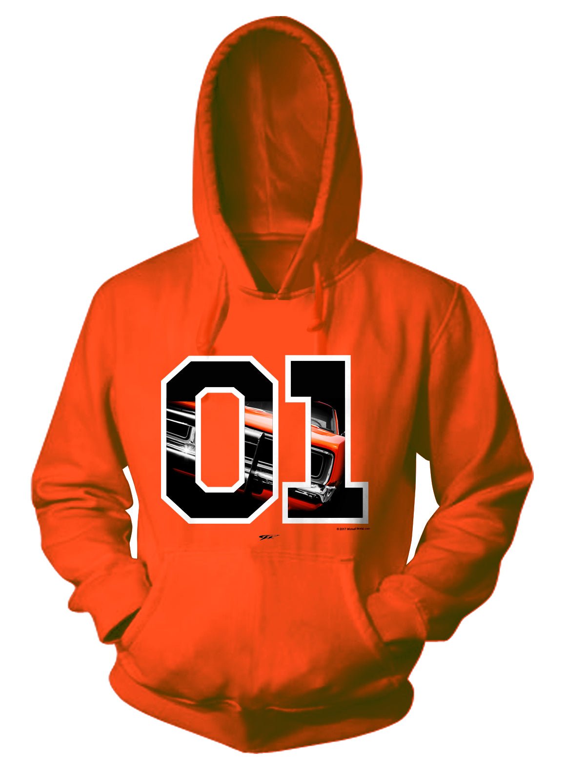 Dodge Charger Hoodie, Dukes of Hazzard Style Hoodie Orange- Wicked Metal - Wicked Metal