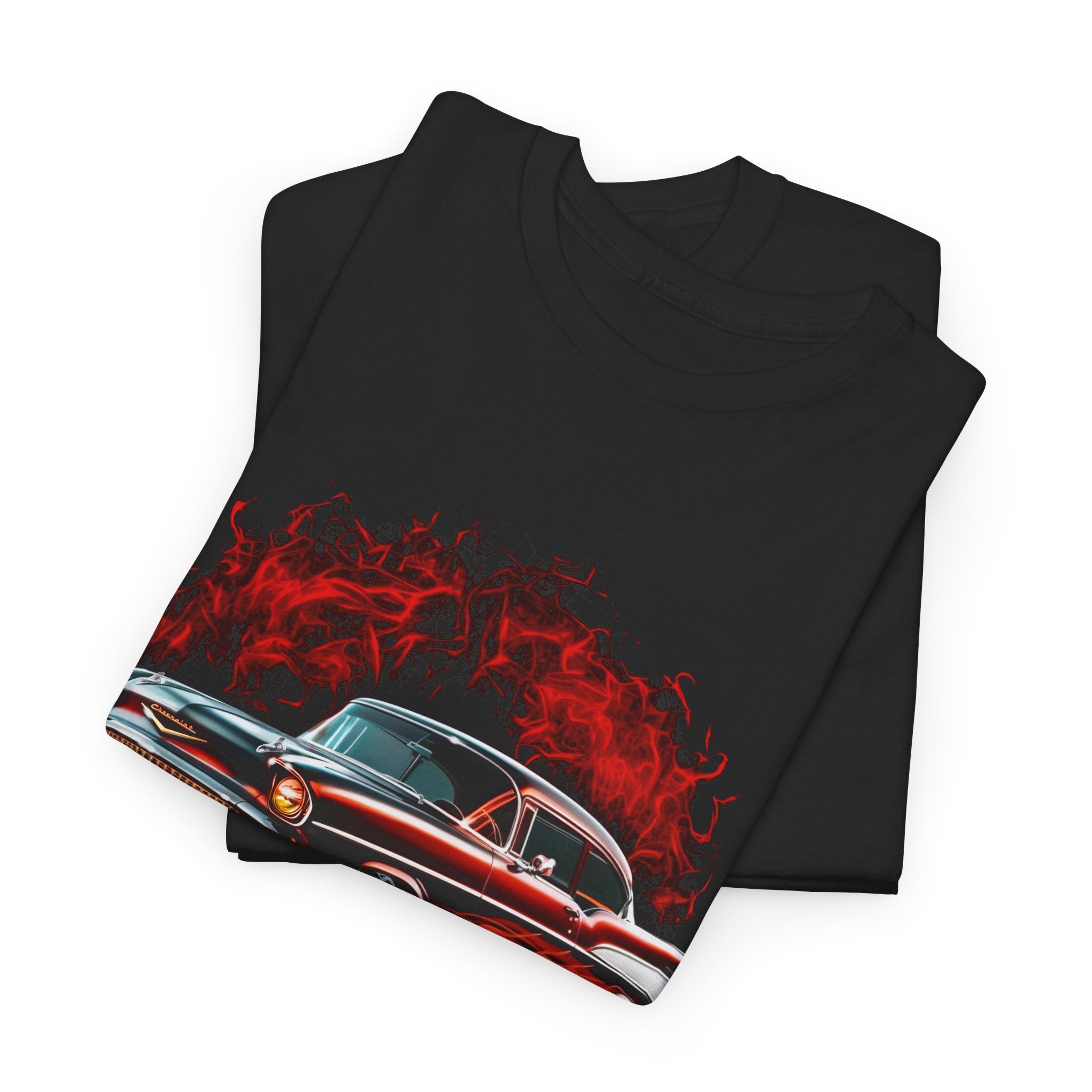 1957 Chevy Bel Air - Bel Air Flames T-Shirt - 57 Chevy t - Shirt - Wicked Metal