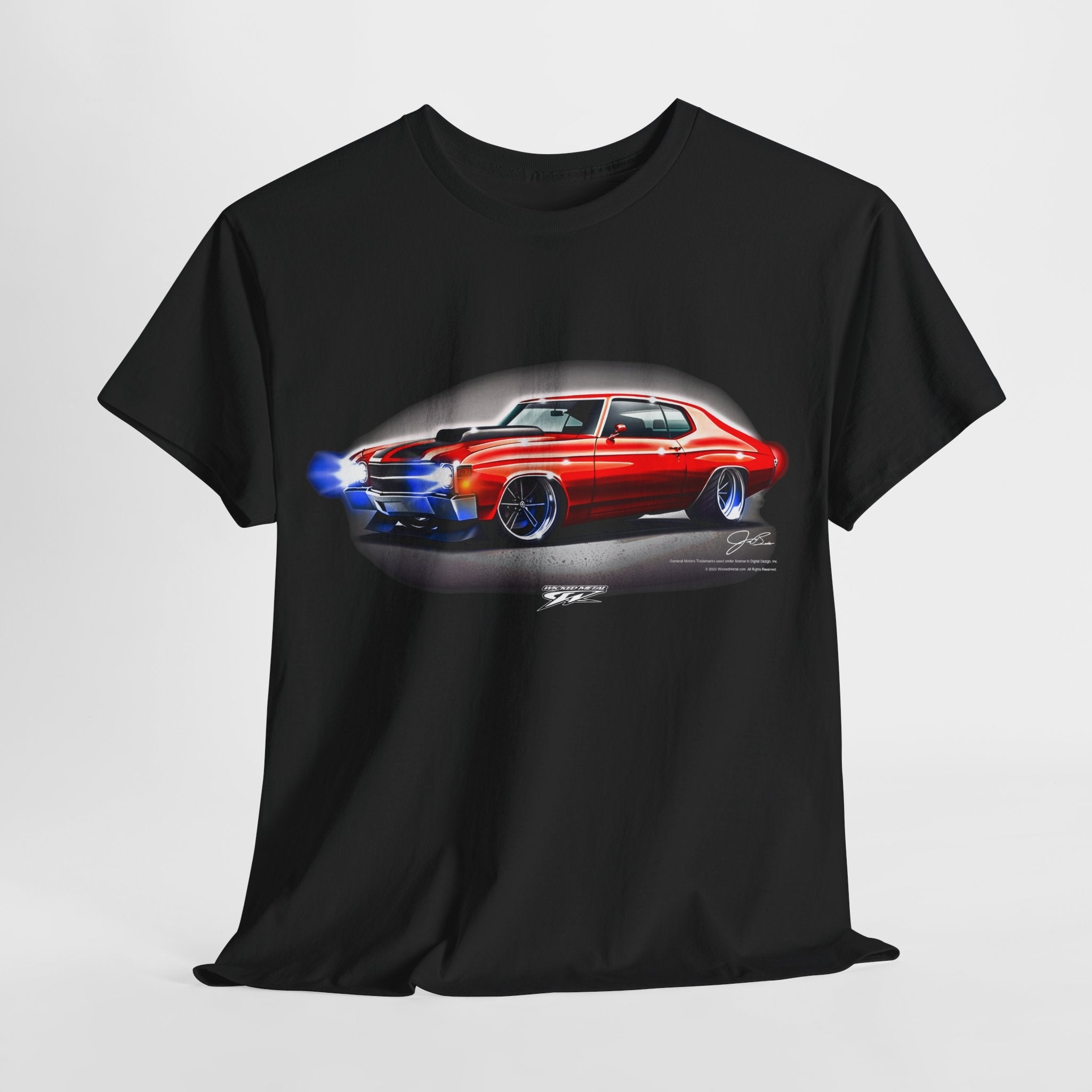 1971 red Chevelle Lights on - Muscle Car T-Shirt - 1971 Chevelle - Wicked Metal