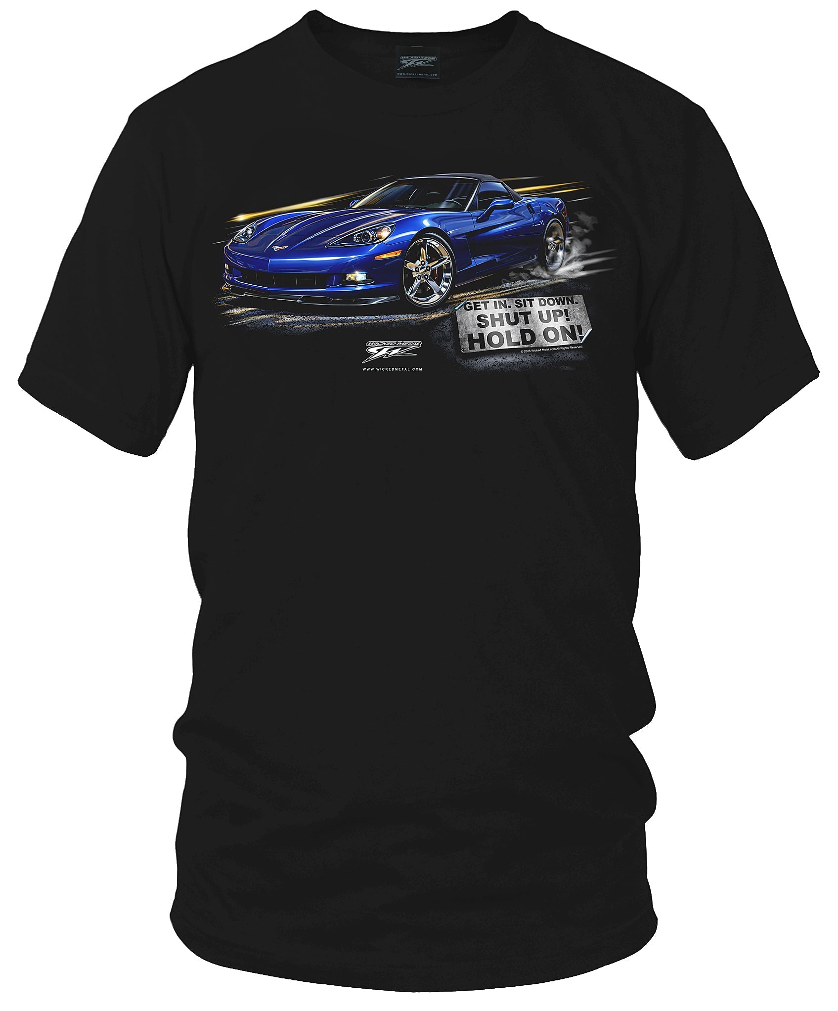 C6 Corvette Convertible Customer Car - T-Shirt With My Car On It - Hold On - Wicked Metal