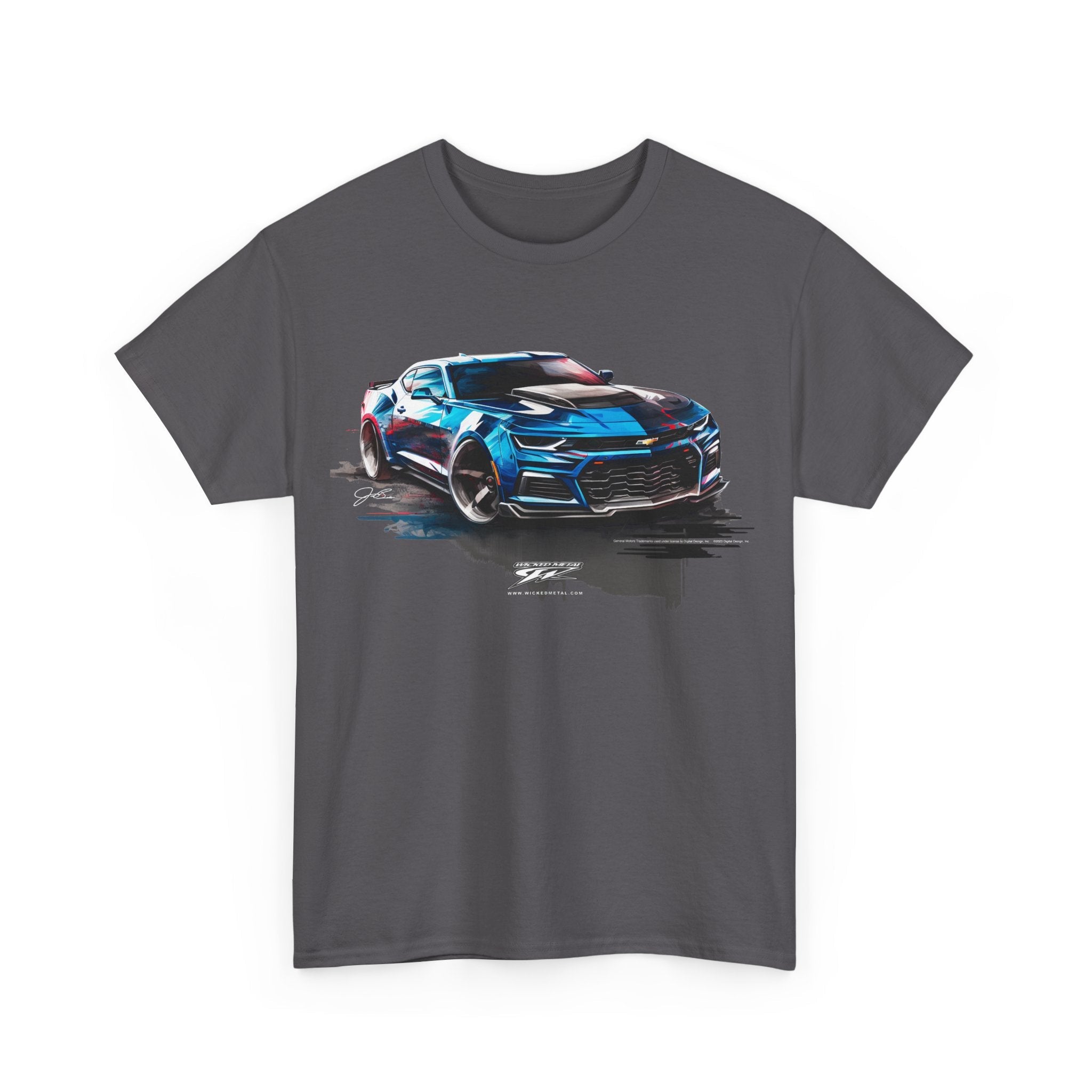 Camaro Blue ZL1 Watercolor 5th Gen - 2010s ZL1 Camaro - Chevy Camaro t shirt - Wicked Metal - Wicked Metal