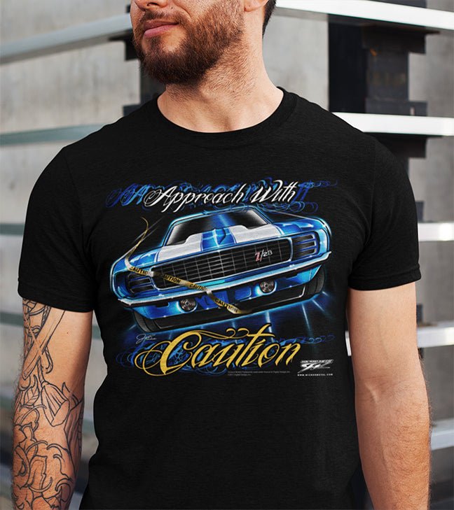 Camaro gear - Approach with Caution - 1969 Camaro Z28 camaro tee shirt - Wicked Metal