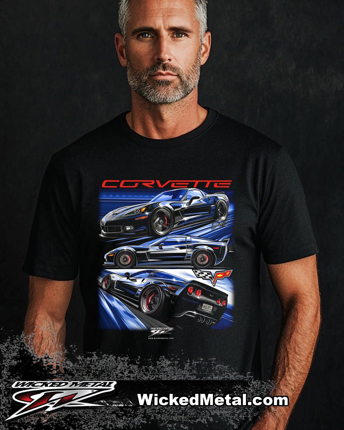 Corvette c6 Blue by You - Corvette C6 Blue Speeding T-Shirt - Wicked Metal