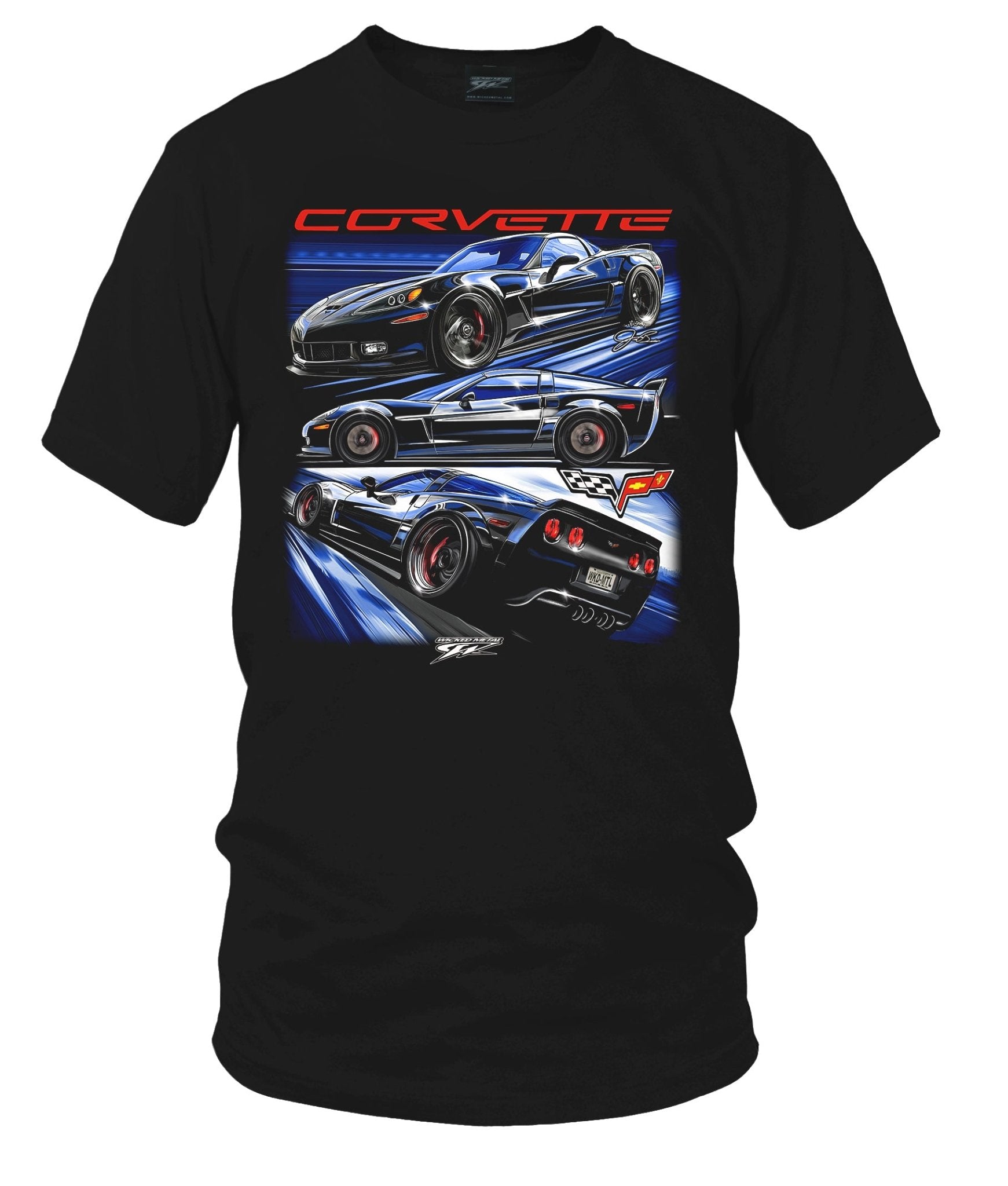 Corvette c6 Blue by You - Corvette C6 Blue Speeding T-Shirt - Wicked Metal