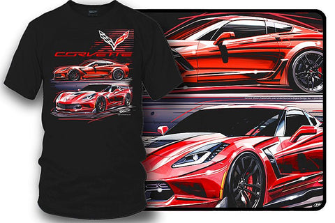 Image of Corvette c7 Red Prototype - Corvette C7 Stylized logo shirt - Wicked Metal