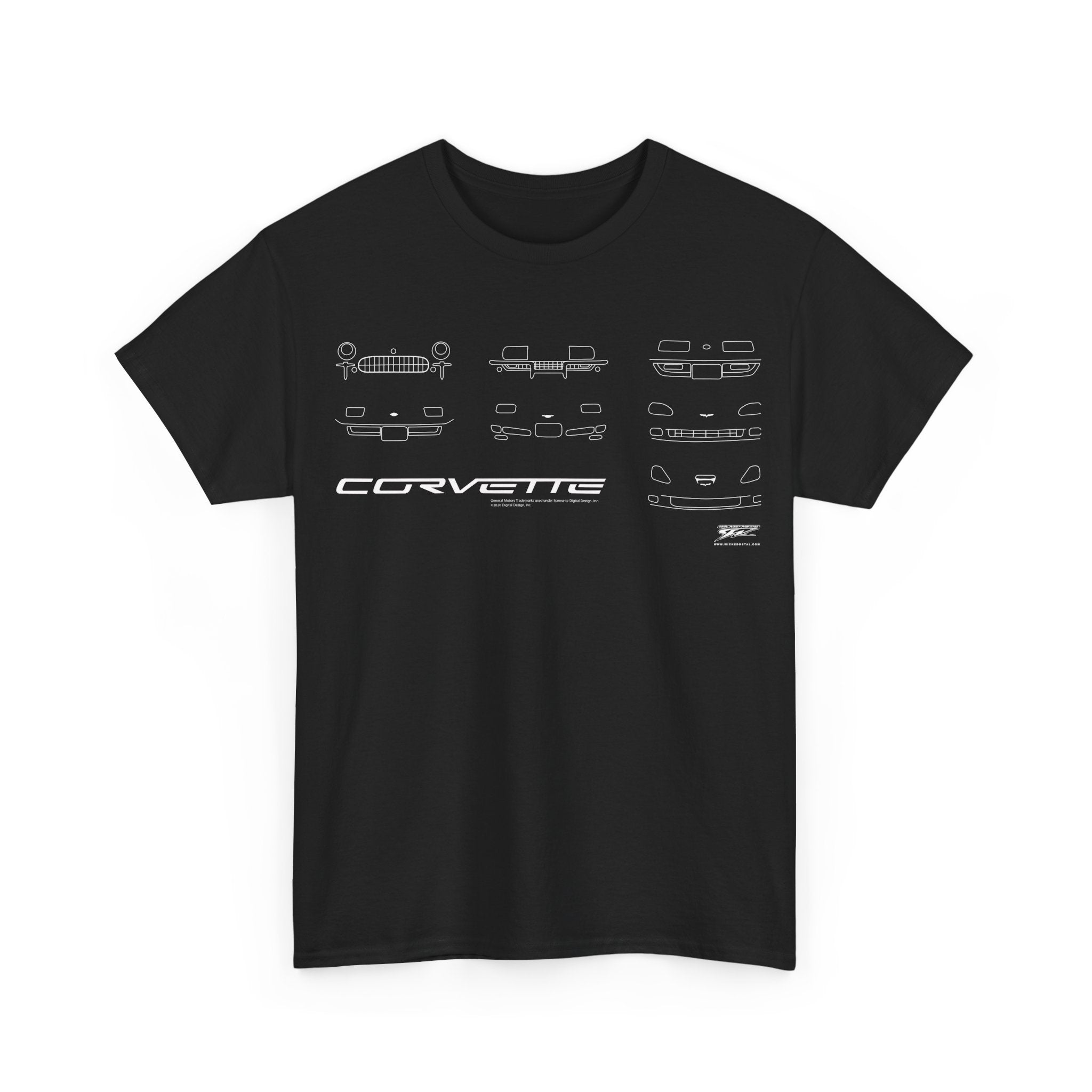 Corvette fronts t Shirt - C1 - C6 Style - All Corvettes shirt - Wicked Metal