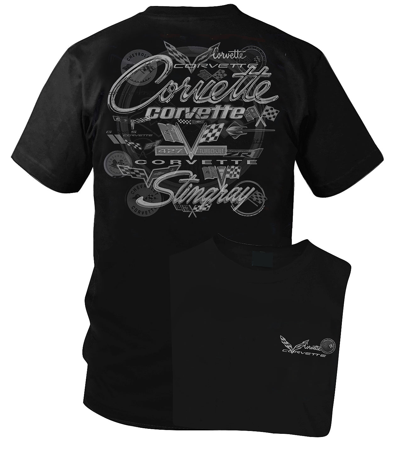Corvette logos Mashup 1953 - 2019 - C1 - C7 Corvette t-shirt - Wicked Metal