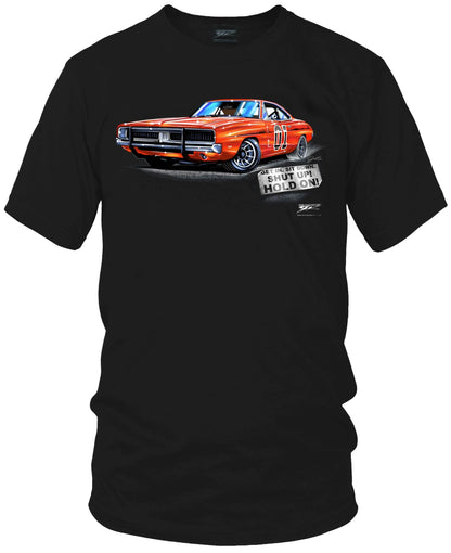 Dodge Charger Hold On t-shirt, Dukes of Hazzard Style t-shirt Black - Wicked Metal