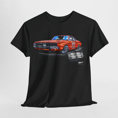 Dodge Charger Hold On t-shirt, Dukes of Hazzard Style t-shirt Black - Wicked Metal - Wicked Metal