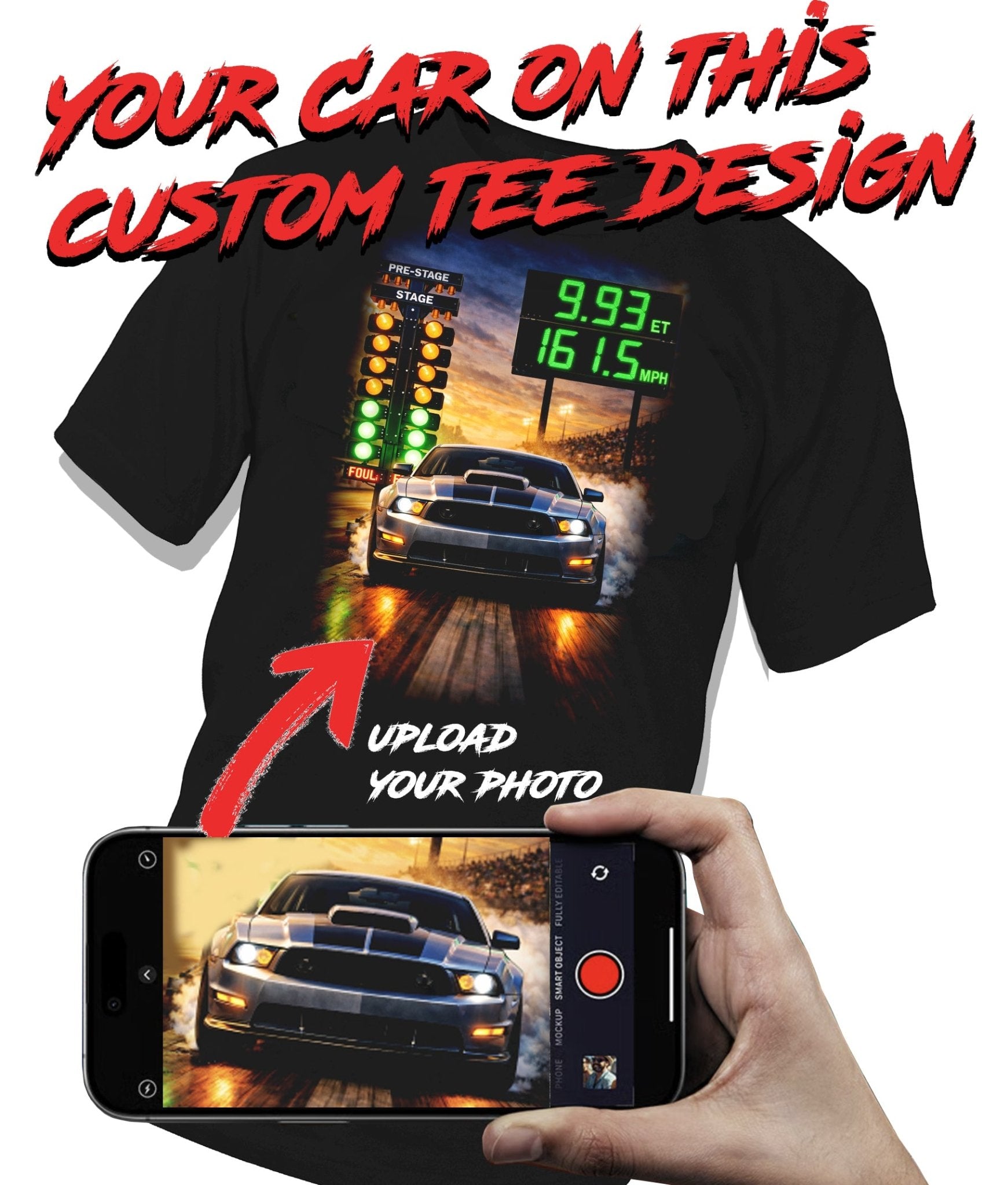 Drag Racing - T-Shirt With My Car On It - Custom Hand - Drawn Car Illustration Tee - Wicked Metal