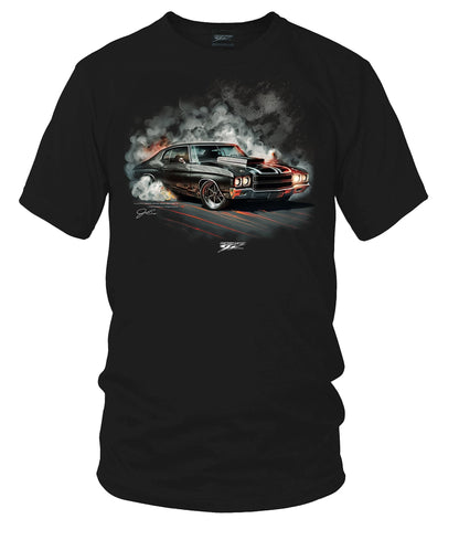 1970 black Chevelle burnout Shirt - Muscle Car T-Shirt - 1970 Chevelle - Wicked Metal