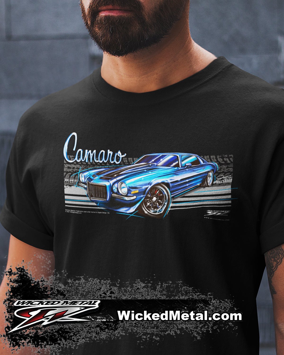 1971 Camaro - Stripes - Chevy Camaro t shirt - Wicked Metal