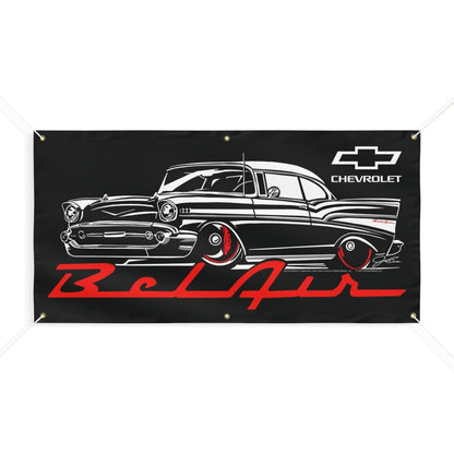 Bel Air Stylized Banner, wall art - garage banner art 24" X 48" - Wicked Metal