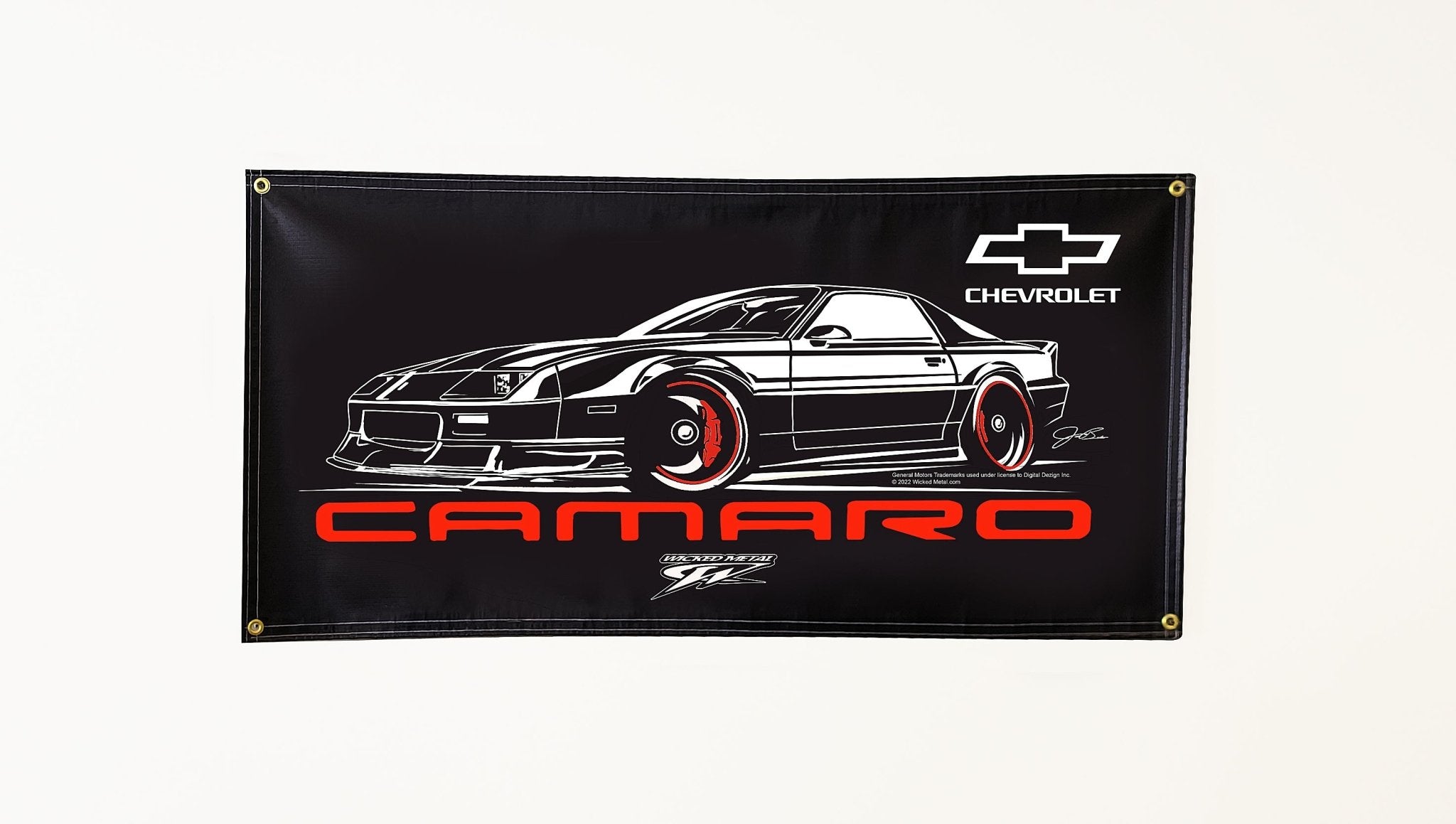 Camaro 3rd Gen Stylized Banner, wall art - garage banner art 24" X 48" - Wicked Metal