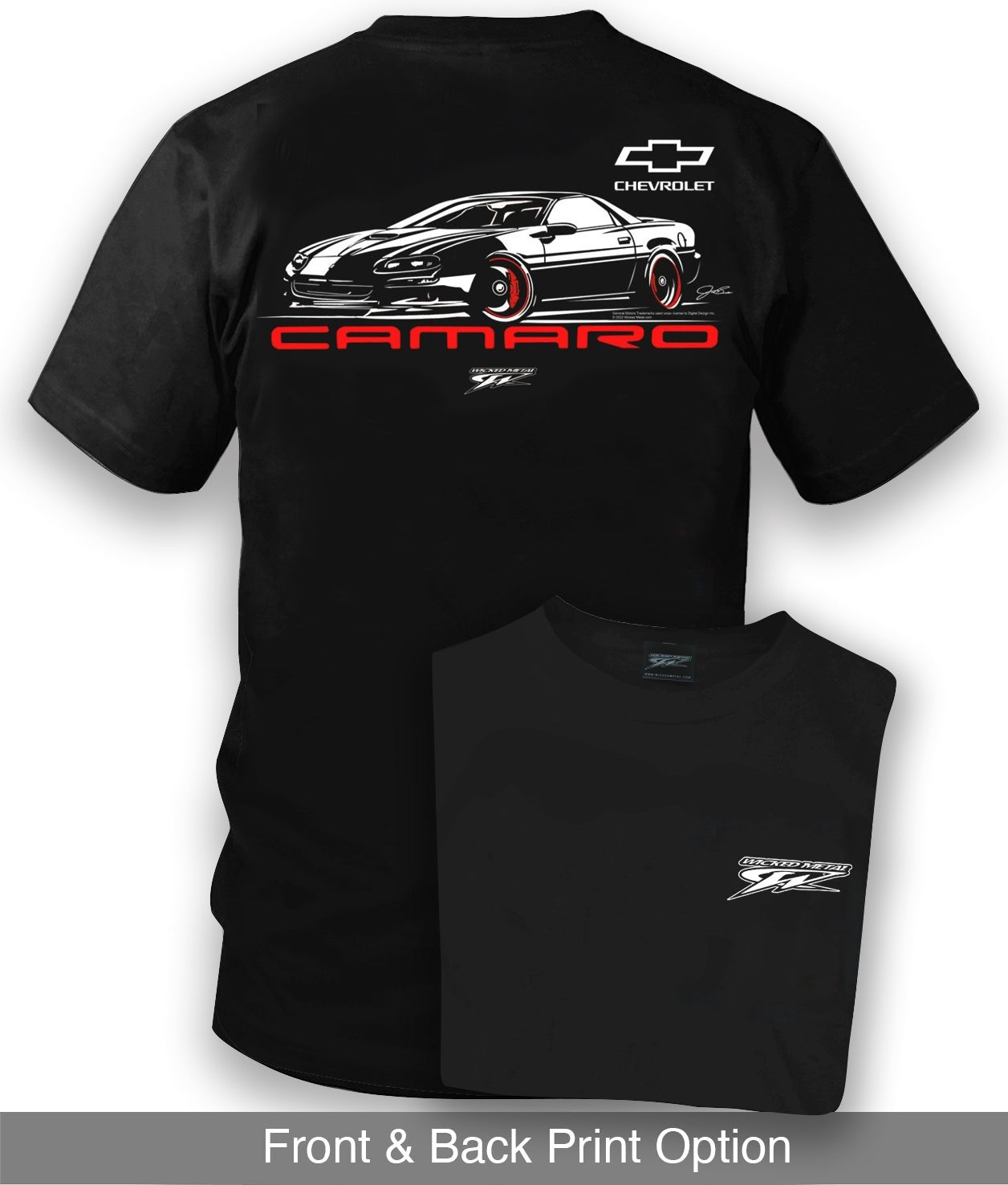 Camaro 4th Gen Stylized - 90s Camaro - Chevy Camaro t shirt - Wicked Metal - Wicked Metal