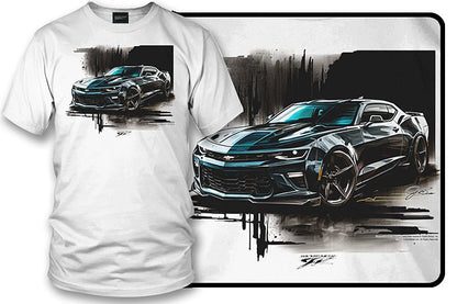 Camaro ZL1 Black Splash on White 5th Gen Stylized - 2010s ZL1 Camaro - Chevy Camaro t shirt - Wicked Metal - Wicked Metal