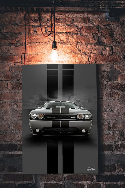 Challenger wall art - garage art - Wicked Metal