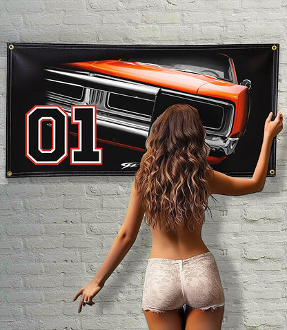 Dukes of Hazzard Banner, wall art - garage banner art 24" X 48" - Wicked Metal