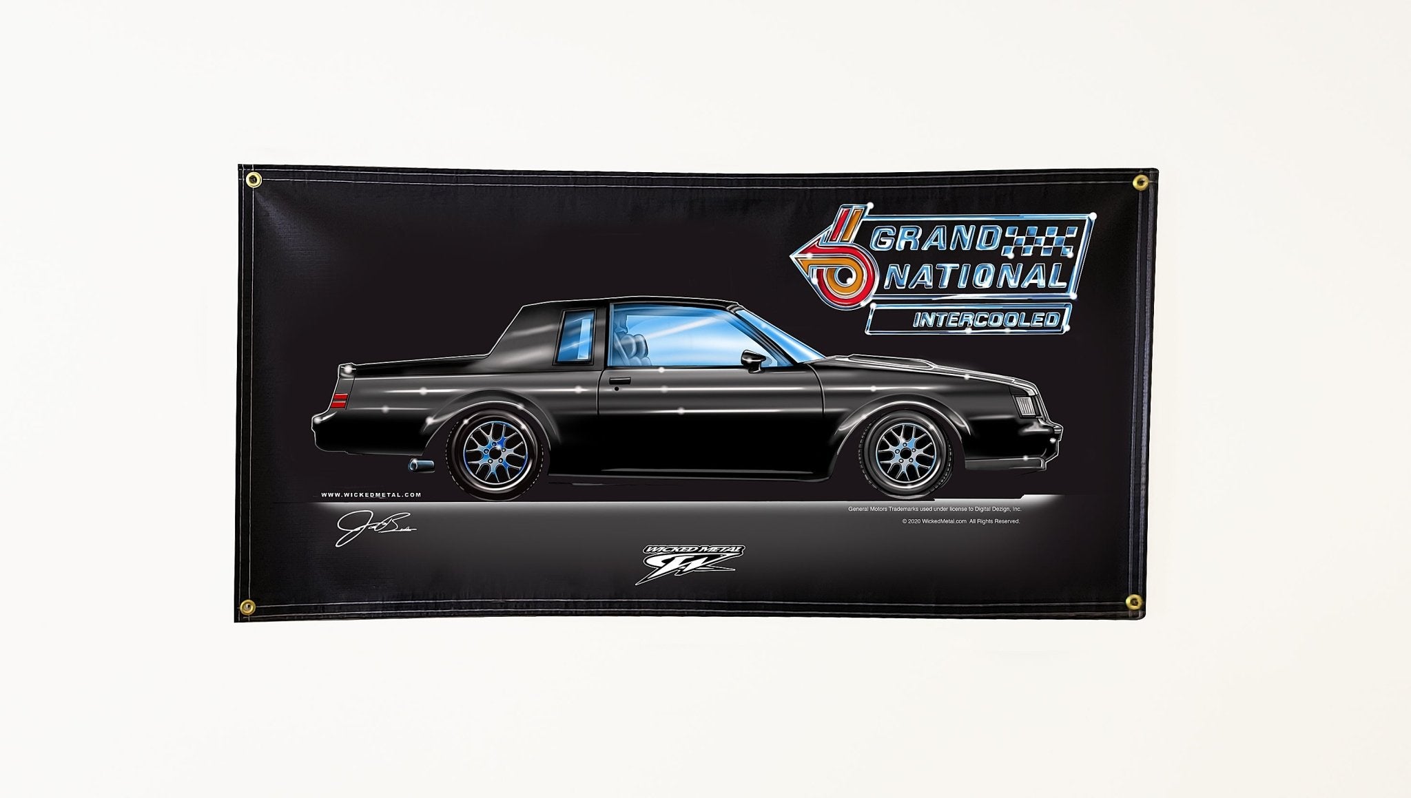 Grand National Banner, wall art - garage banner art 24" X 48" - Wicked Metal